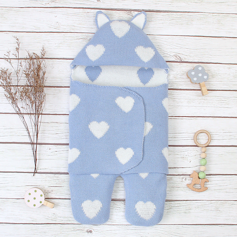 Newborn Solid Color Love Sleeping Bag Blanket Wrapped Baby Sleeping Bag