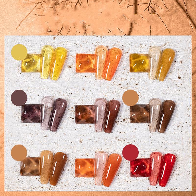 9 Colors Amber Set UV Gel Nail Polish Ice Penetration Soak Off Shining - Nioor