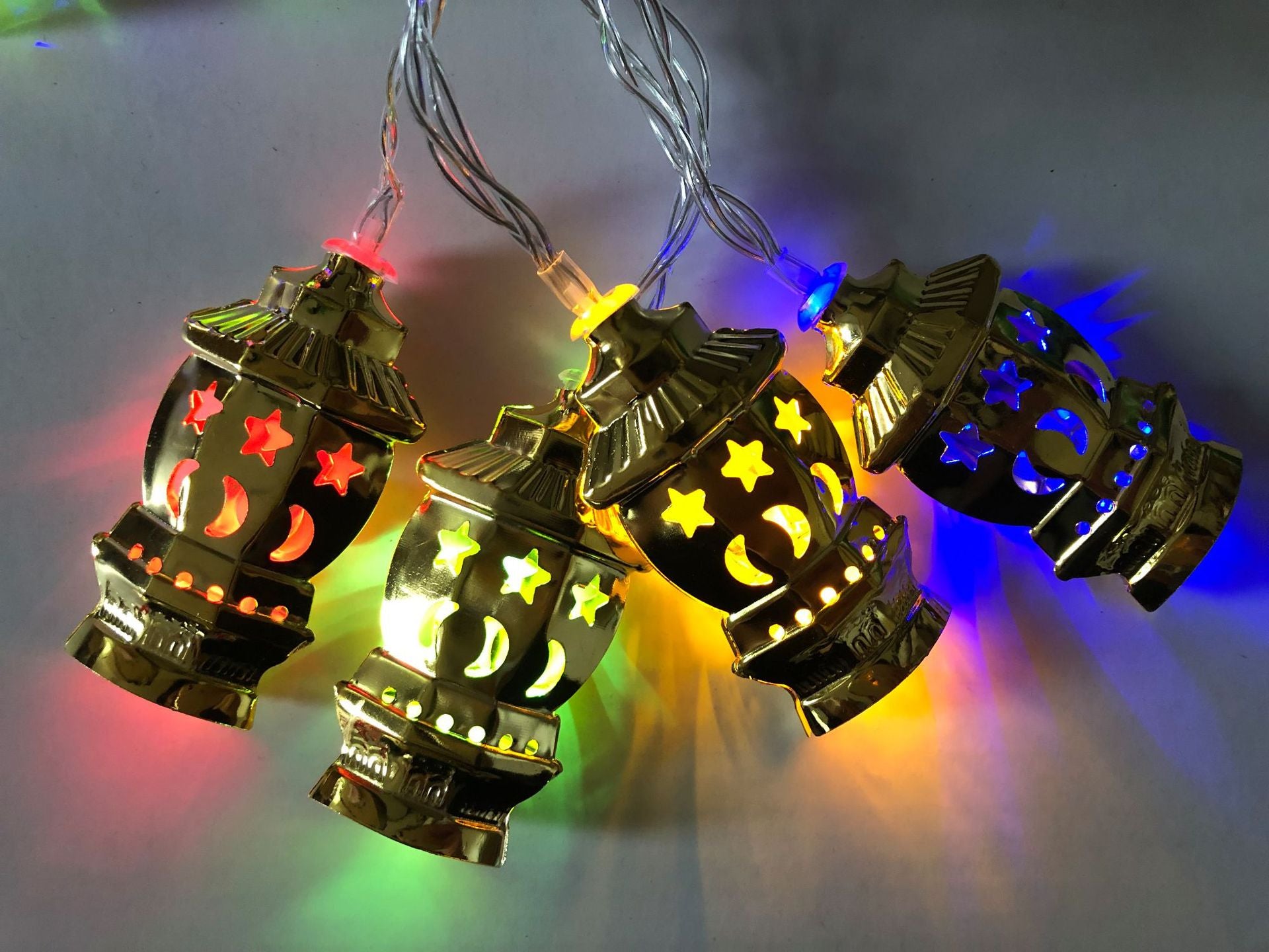 Middle East Arab Muslim Ramadan Wrought Iron LED Palace Lantern String Light