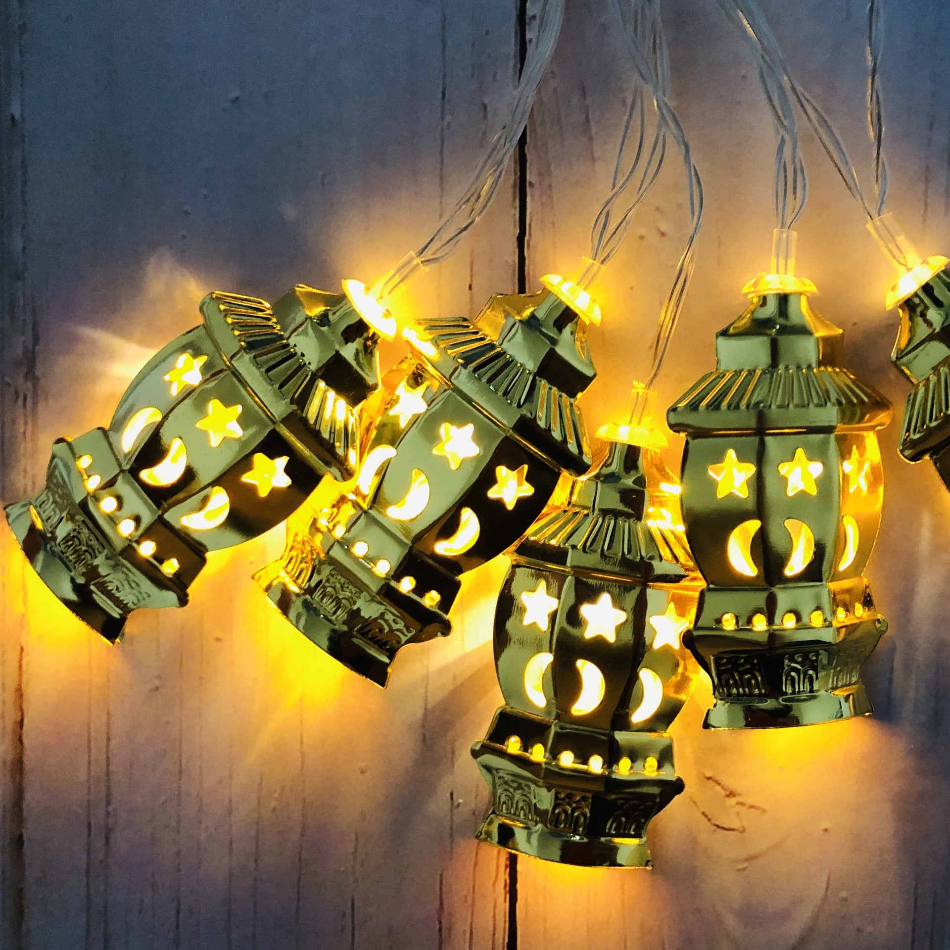 Middle East Arab Muslim Ramadan Wrought Iron LED Palace Lantern String Light