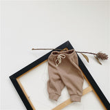 All-match Loose Baby Outing Solid Color Drawstring Pants