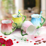 European Style Ceramic Coffee Cup Set Rose Tea Cup - Nioor