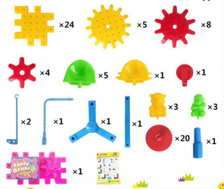 Electric Gears 3D Model Building Kits Plastic Brick Blocks Educational Toys for Kids - Nioor