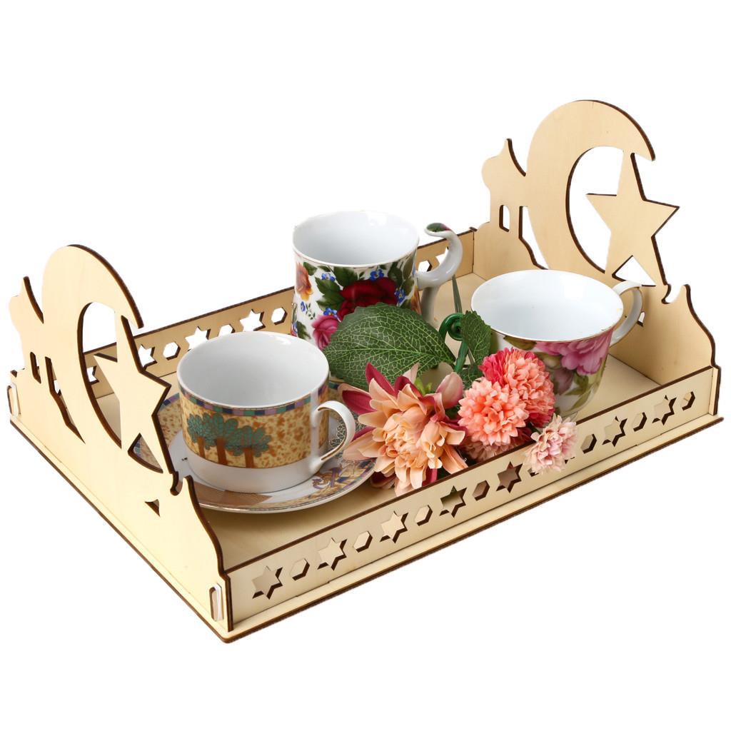 Wooden Artistic Eid Mubarak Wood Irregular Solid Wood Pan