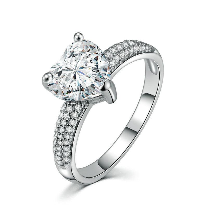 Heart-shaped Zircon Ring White Gold-plated Heart-shaped Diamond Ring - Nioor