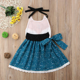 Summer Girls Cartoon Fox Dress Backless Lace Princess Dress