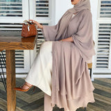 Solid Open Abaya Kimono Dubai Turkey Kaftan Muslim Cardigan