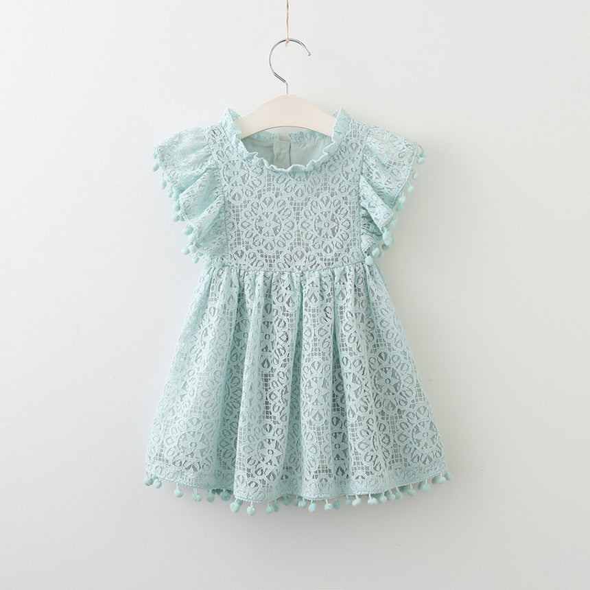 New Lace Flying Sleeve Princess Hollow Dress