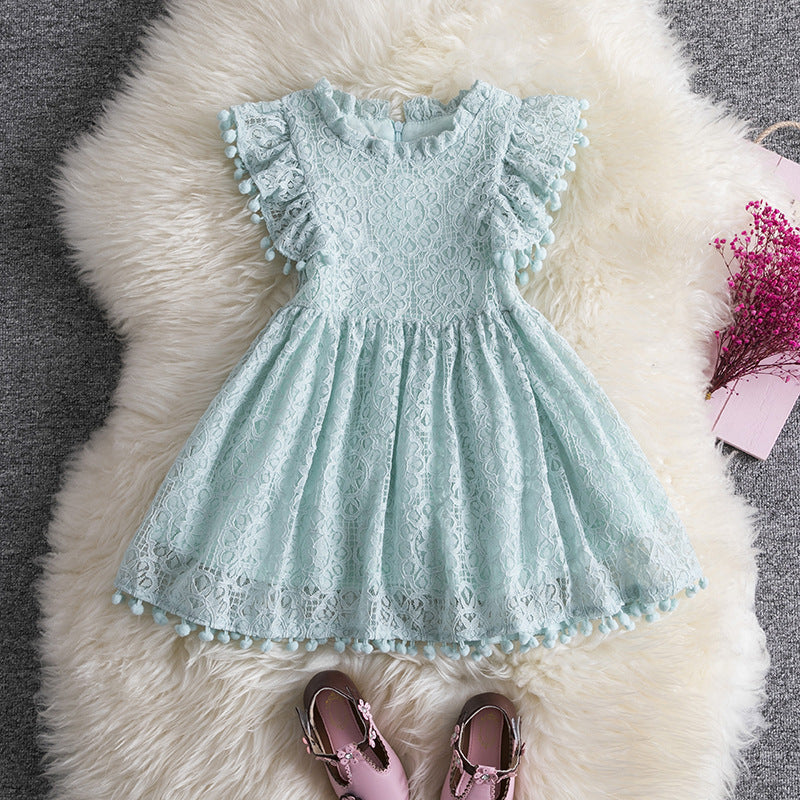 New Lace Flying Sleeve Princess Hollow Dress