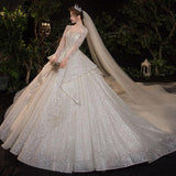 Wedding Evening Dress New Bride French Temperament Dream Long-sleeved Retro Big Tail - Nioor