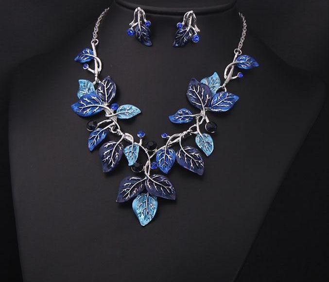 Europe and the United States big jewelry sets, color leaves, short clavicle necklace, bridal dress, female fashion accessories wholesale - Nioor