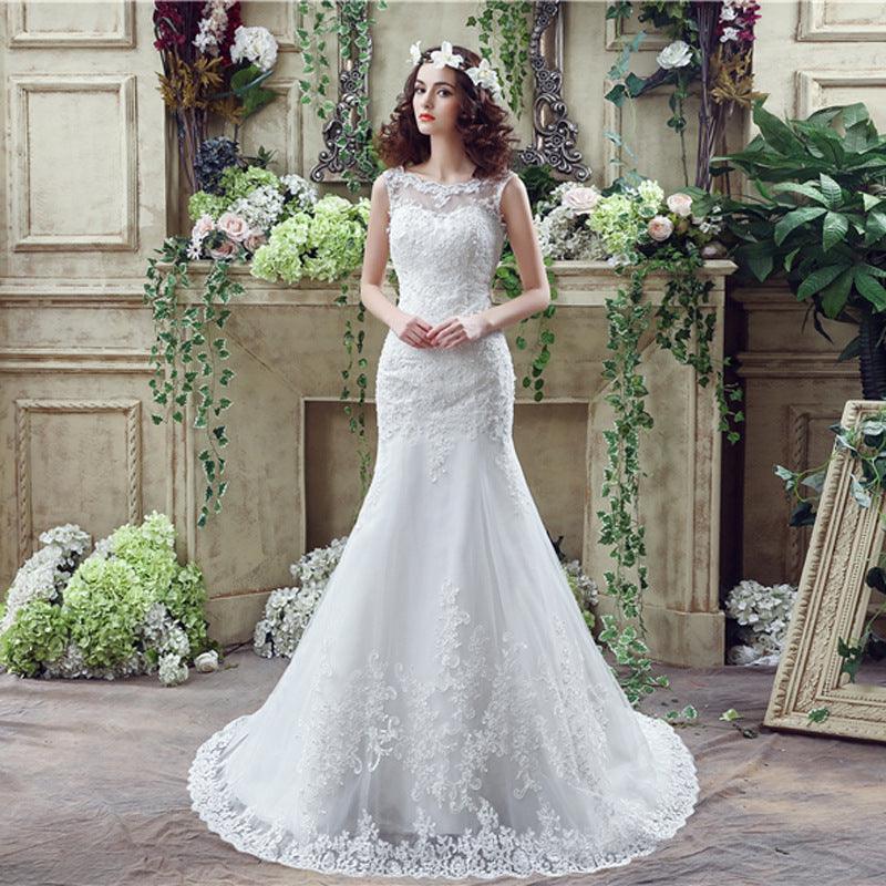 Bride Trailing Wedding Dress sexy Lace Mermaid Wedding DressW - Nioor