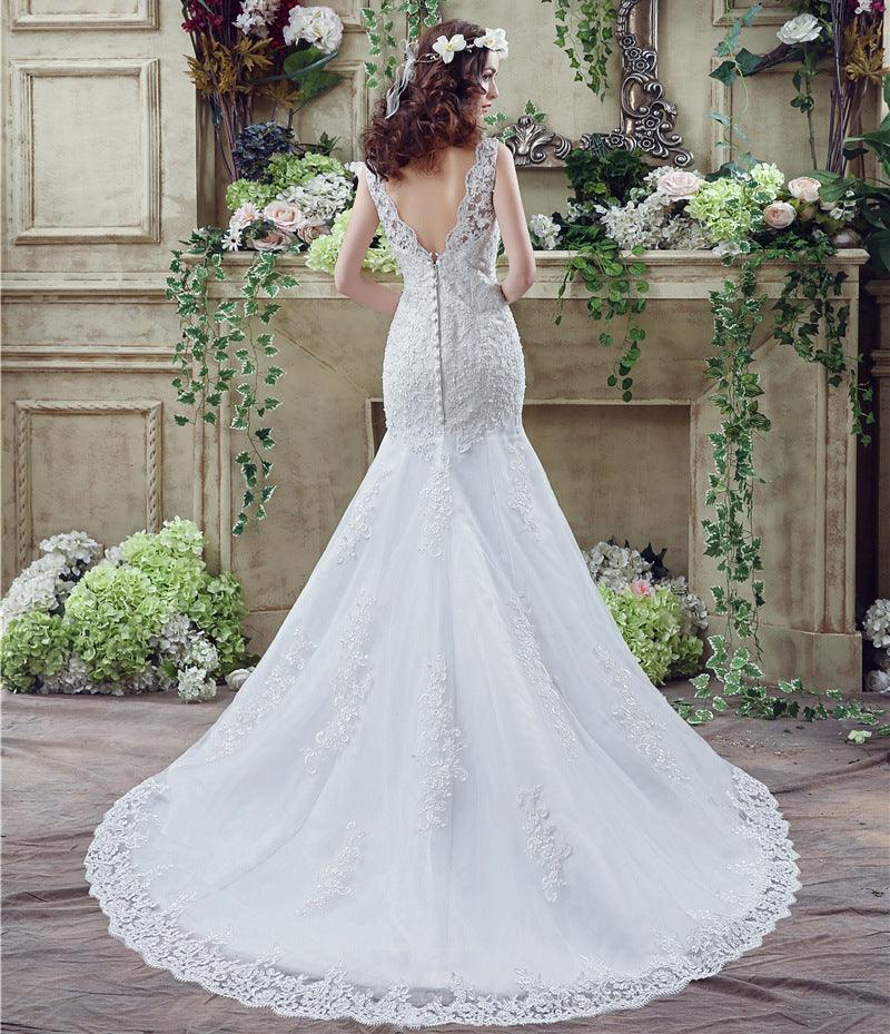 Bride Trailing Wedding Dress sexy Lace Mermaid Wedding DressW - Nioor