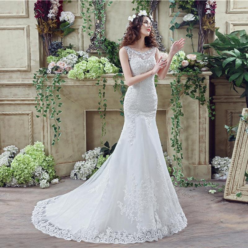 Bride Trailing Wedding Dress sexy Lace Mermaid Wedding DressW - Nioor