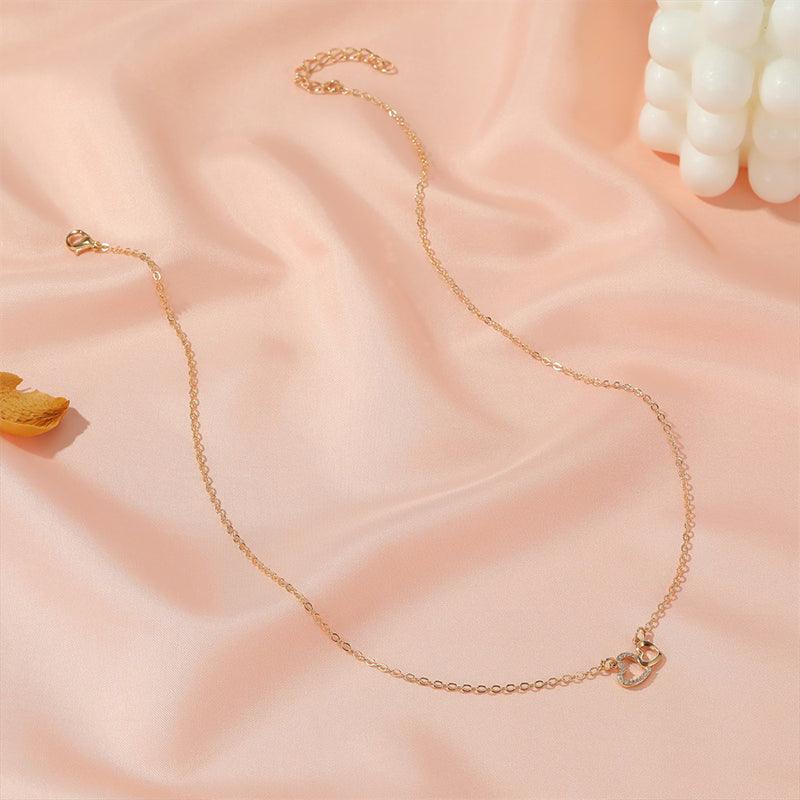 Love Necklace Temperament Double Peach Heart Pendant Clavicle Chain - Nioor