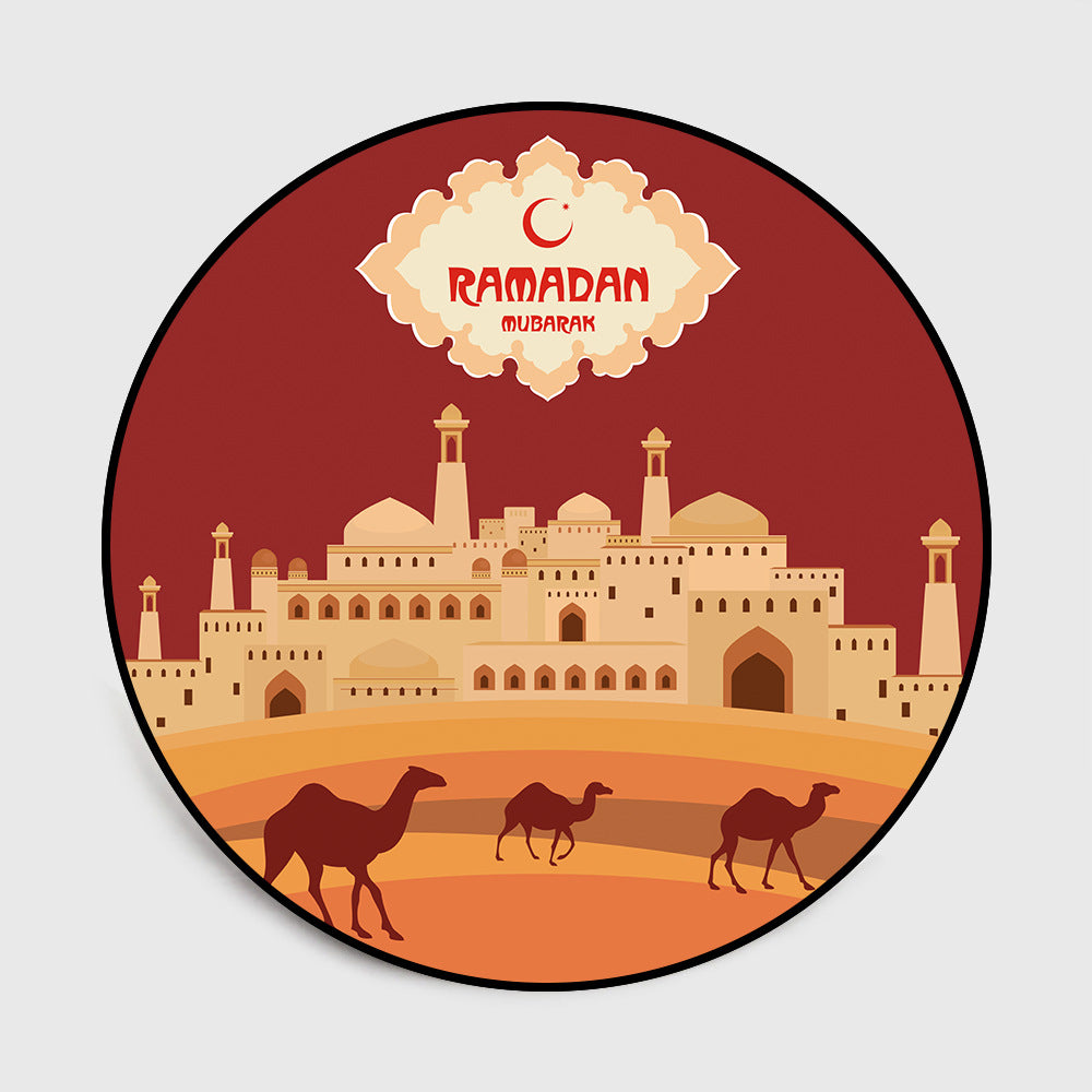 Islamic Ramadan Festival Moon Camel Church Round Living Room Bedroom Floor Mat Carpet