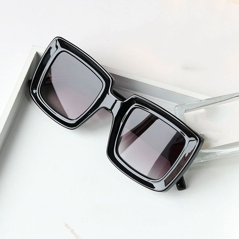 Simple Big Frame Sunglasses Women Anti-Ultraviolet Round Face Retro Square Sunglasses