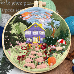 France Garden Flower Beginner Embroidery Fabric Threads Material Bag Diy 3d Landscape Needlework Cross Stitch Kit Wall Painting