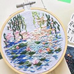 France Garden Flower Beginner Embroidery Fabric Threads Material Bag Diy 3d Landscape Needlework Cross Stitch Kit Wall Painting