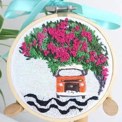 France Garden Flower Beginner Embroidery Fabric Threads Material Bag Diy 3d Landscape Needlework Cross Stitch Kit Wall Painting