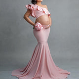 Fashion Sexy Slim Lace Strapless Sleeveless Long Dress For Pregnant Women - Nioor