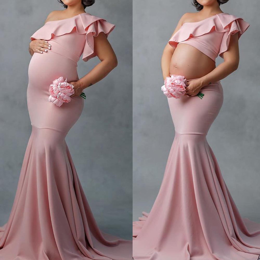 Fashion Sexy Slim Lace Strapless Sleeveless Long Dress For Pregnant Women - Nioor