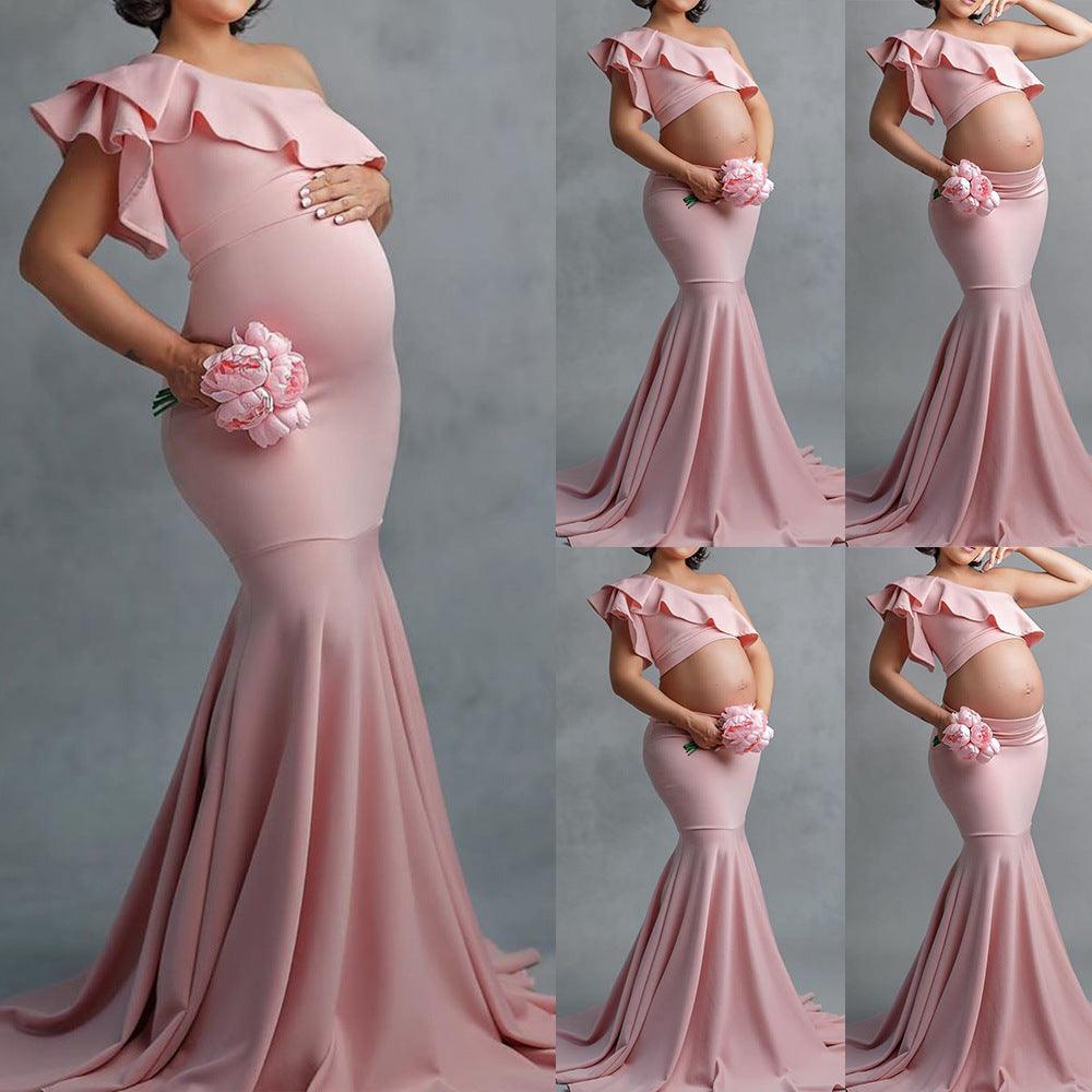 Fashion Sexy Slim Lace Strapless Sleeveless Long Dress For Pregnant Women - Nioor