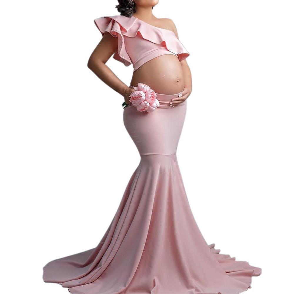 Fashion Sexy Slim Lace Strapless Sleeveless Long Dress For Pregnant Women - Nioor