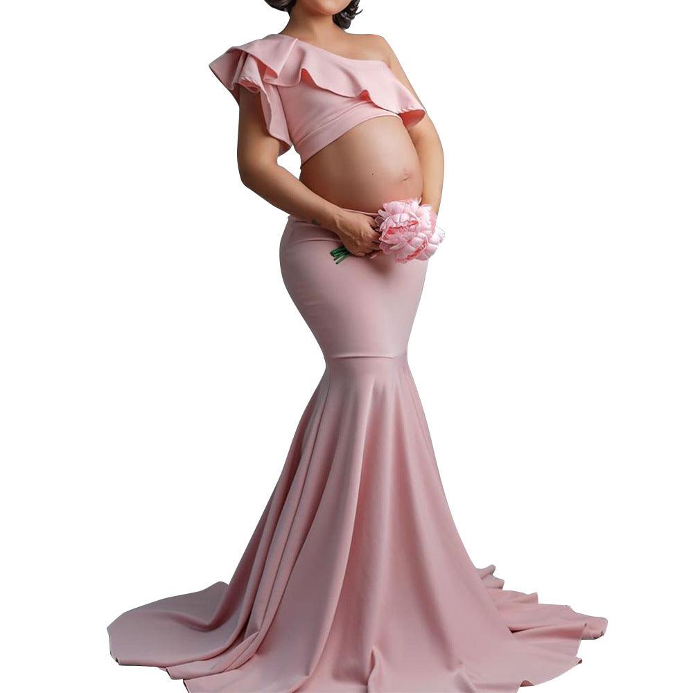 Fashion Sexy Slim Lace Strapless Sleeveless Long Dress For Pregnant Women - Nioor