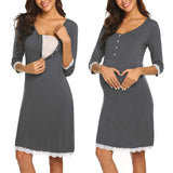 Pregnant Women Breastfeeding Five-point Sleeve Dress - Nioor