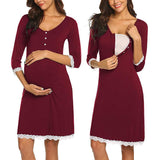 Pregnant Women Breastfeeding Five-point Sleeve Dress - Nioor