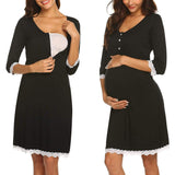 Pregnant Women Breastfeeding Five-point Sleeve Dress - Nioor