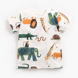 Baby Clothes Korean Children'S Clothing Baby Boy Animal Print Short Sleeve T-Shirt Shorts Two Piece Set Summer