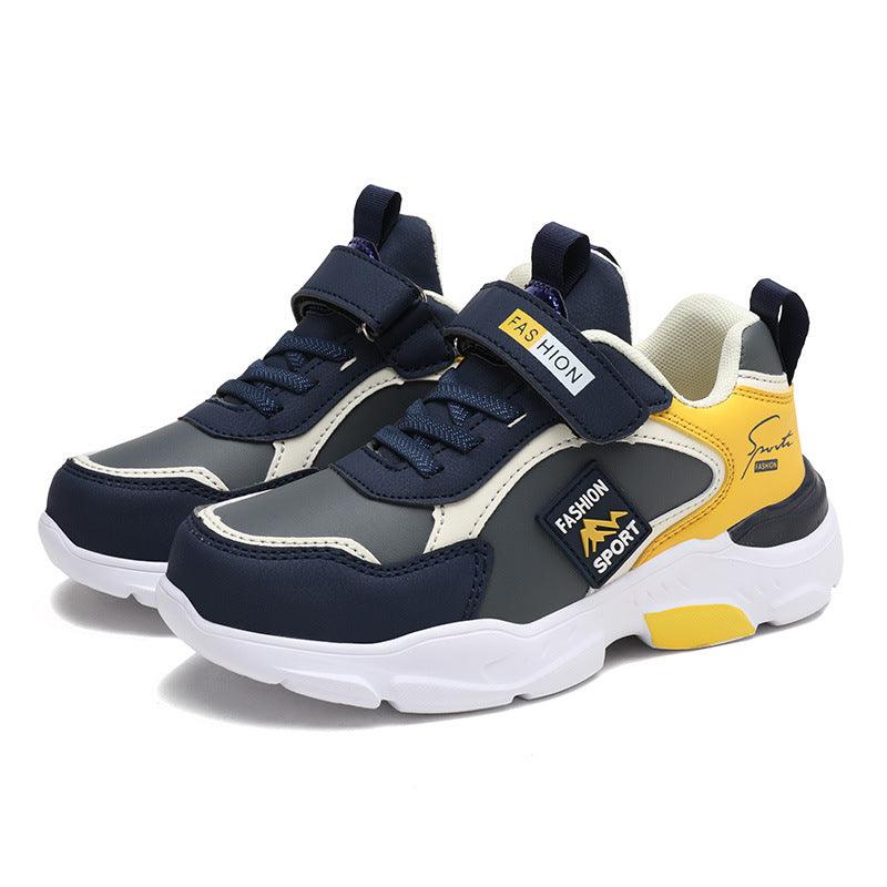 Leather Children's Sports Shoes, Big Children's Velcro Light Casual Shoes - Nioor