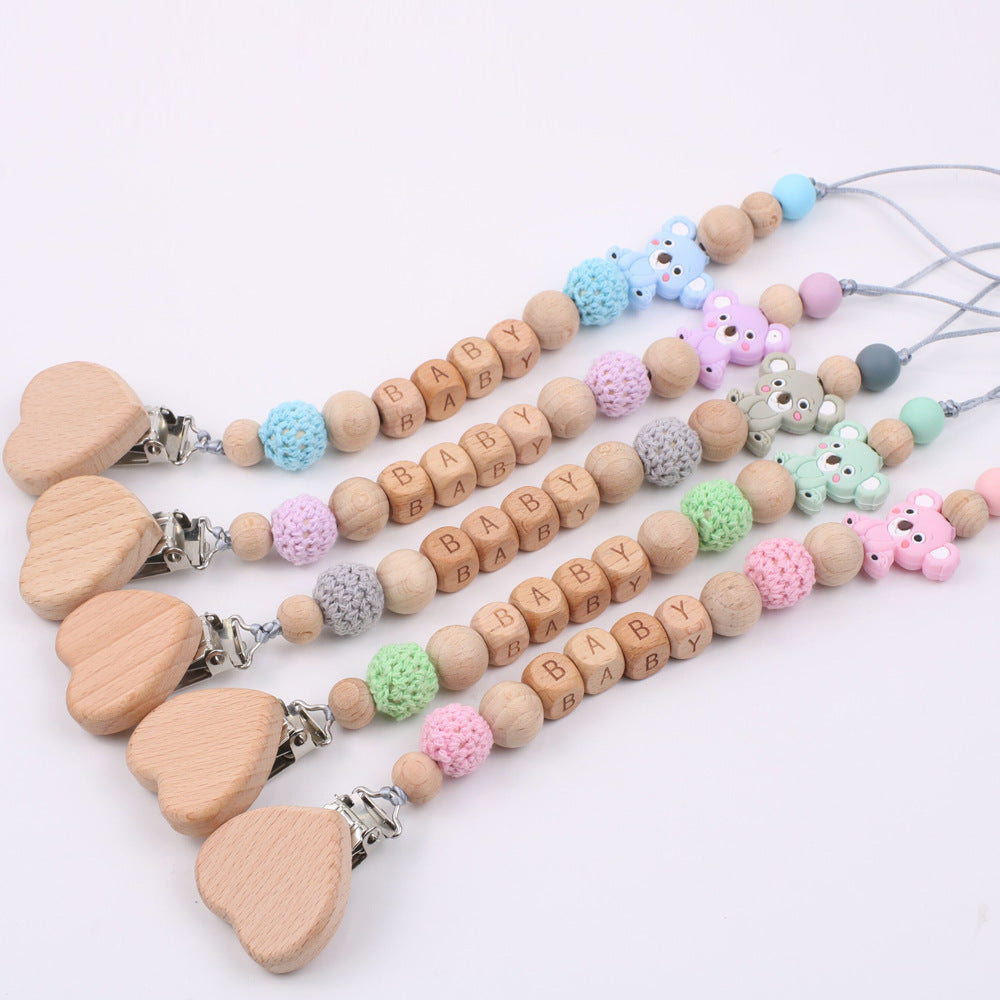 Baby products soothing beech wood mouth chain clip