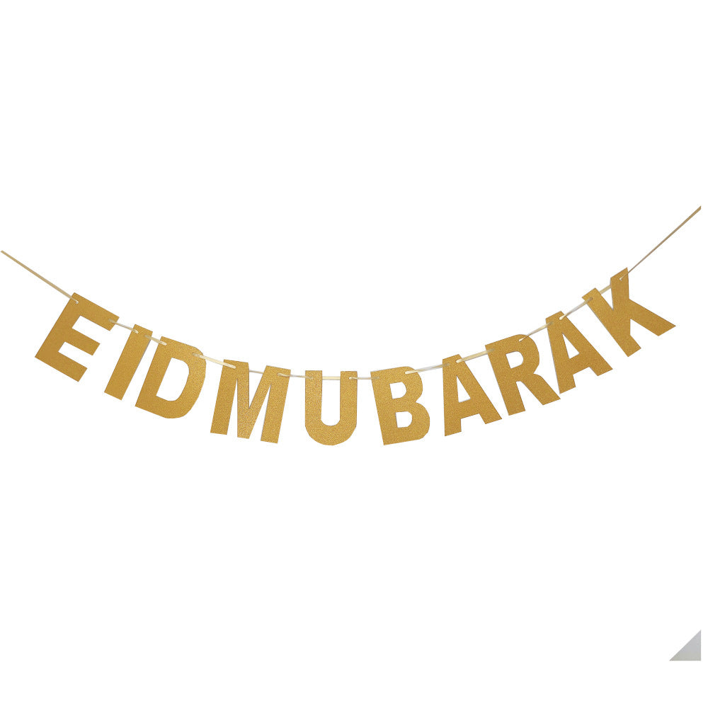 Eid Mubarak Decorated Flag Pull Eid Mubarak Ramadan Happy Holiday Party Layout Banner