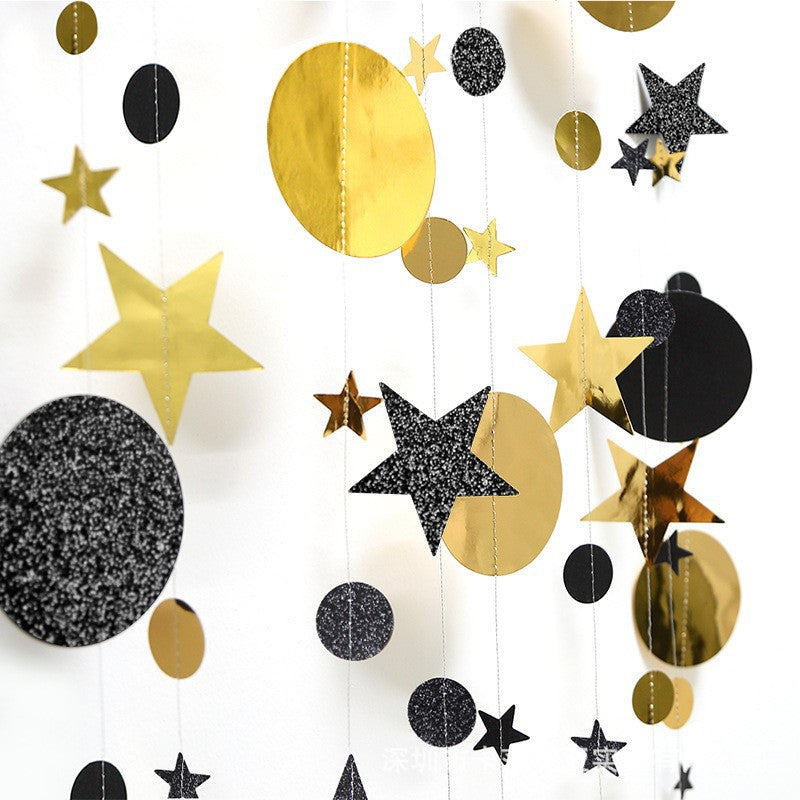 Eid Muabrak Decoration 4M Gold Black Paper Garland