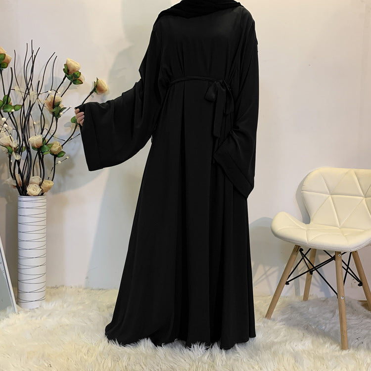 F889 Foreign Trade Cross-border Muslim Women's Long Skirt Abaya Dubai Middle East Jalabiya Pure Color Robe