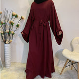 F889 Foreign Trade Cross-border Muslim Women's Long Skirt Abaya Dubai Middle East Jalabiya Pure Color Robe