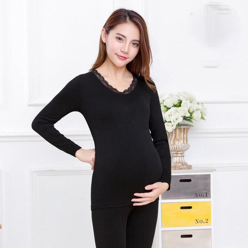 Modal Pregnant Women'S Autumn Clothes And Long Trousers Seamless Body Lifting And Thermal Underwear Set - Nioor