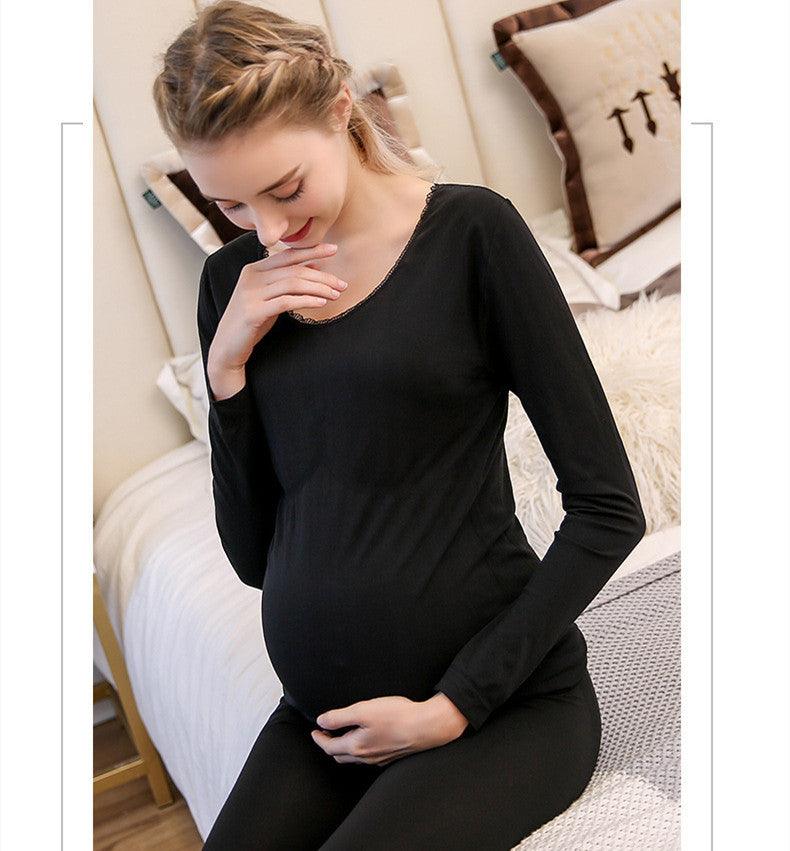 Modal Pregnant Women'S Autumn Clothes And Long Trousers Seamless Body Lifting And Thermal Underwear Set - Nioor