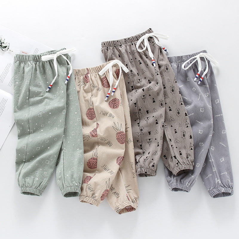 Summer New Korean Children's Clothing Children's Mosquito Pants, Western-Style Printed Casual Pants For Boys And Girls