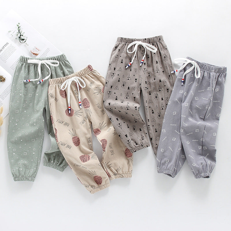 Summer New Korean Children's Clothing Children's Mosquito Pants, Western-Style Printed Casual Pants For Boys And Girls