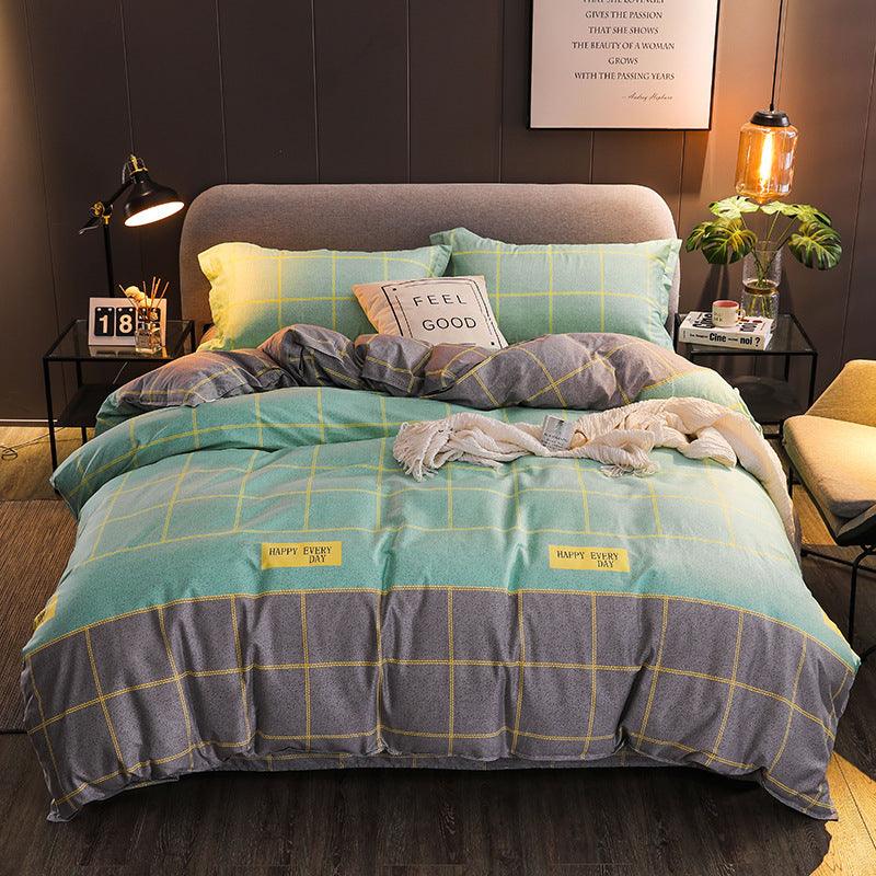 Household Brushed Bed Sheet And Duvet Cover Set - Nioor