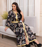 Printed Long Belt Dress Ramadan New Dubai Muslim Women