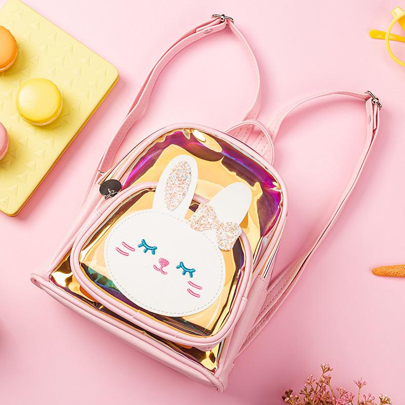 Summer New Spot Kindergarten School Bag Colorful Transparent Laser Cute Cartoon Rabbit Children Backpack - Nioor