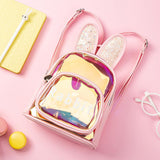 Summer New Spot Kindergarten School Bag Colorful Transparent Laser Cute Cartoon Rabbit Children Backpack - Nioor