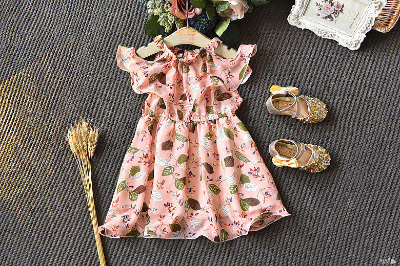 Children's Dress Girls' Korean Summer New Children's Wear Lotus Leaf Neck Sling Bohemia Skirt