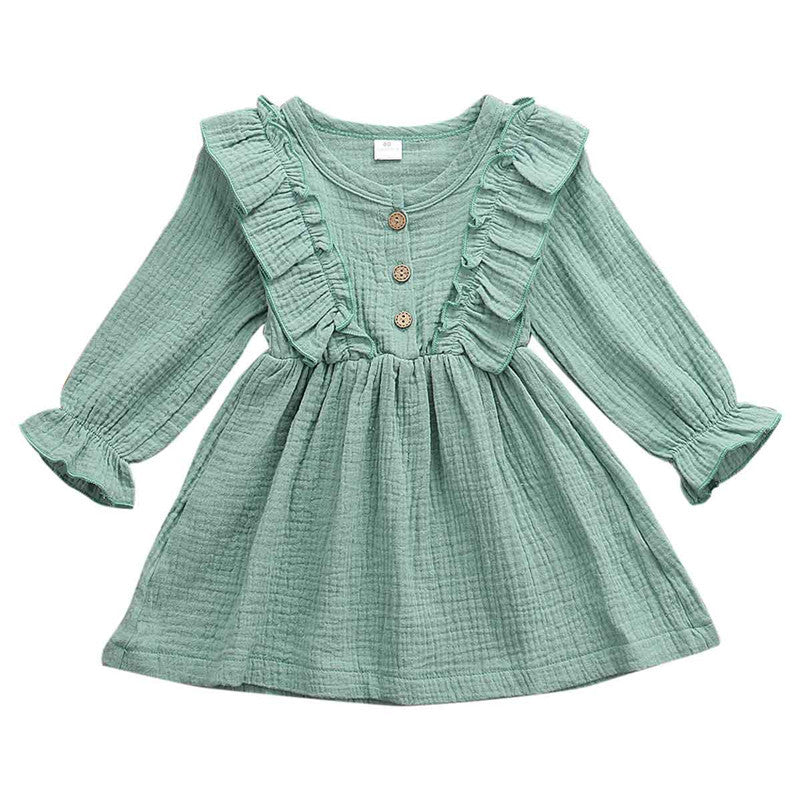 1-6Y Baby Girl Spring Dress With Ruffled Children