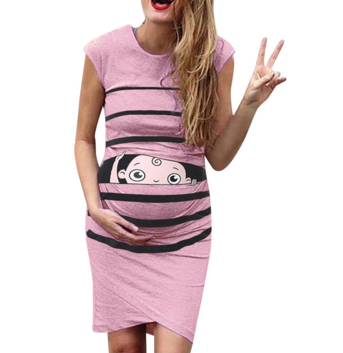 Aliexpress Ebay New Round Neck Short-Sleeved Letter Printing Maternity Dress Irregular Pleated Dress - Nioor